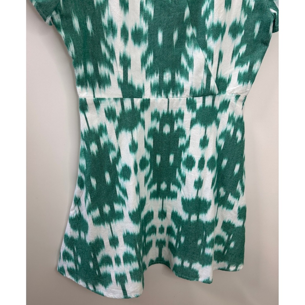 Vineyard Vines Green White Ikat Print Fit & Flare Short Sleeve Dress Size 10 - Picture 8 of 13